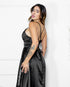 VESTIDO ALCINHA COM DECOTE FENDA LISO VESTIDO DE FESTA PETRA FINA
